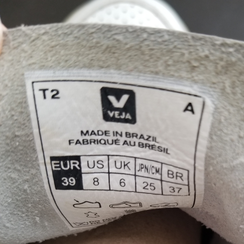 Veja Leather V-10 Sneakers Woman White N Orange Logo Sz 8 - Picture 11 of 14